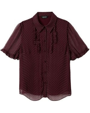 Whistles Polka Dot Sheer Sleeve Shirt - Red