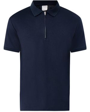 SELECTED Fave Zip Short Sleeves Polo T-Shirt - Blue