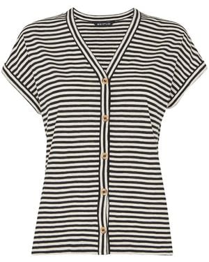 Whistles Women's Jilly Stripe Button Top - Black