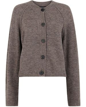Whistles Mix Crew Cardigan - Brown