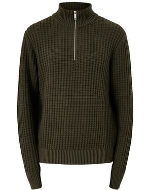 SELECTED Knit Structure Half Zip - Green