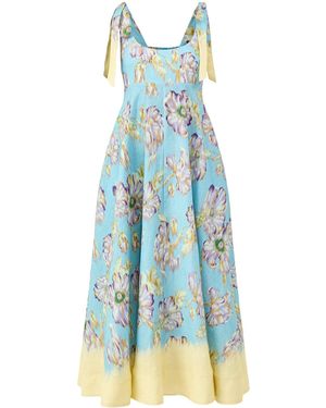 ALÉMAIS Jerry Ballet Midi Dress, Linen - Blue