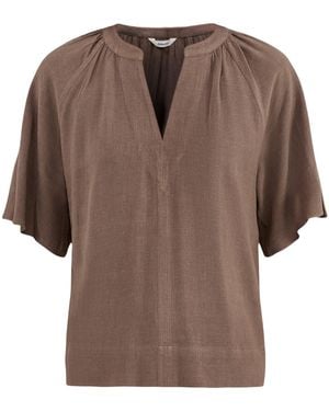 SELECTED Slfviva 2/4 V-Neck Blend Top Noos - Brown