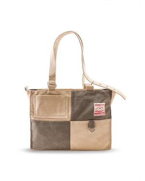 Damson Madder Organic Veda Canvas Blocked Tote Bag - Natural