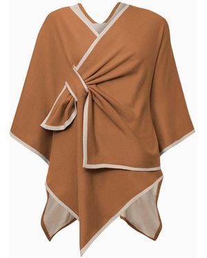 James Lakeland Front Knot Poncho - Brown