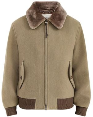 GANT Wool Shearling Aviator Jacket - Natural