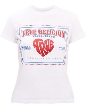True Religion Crystal Tr Logo Crew Neck Tee - White