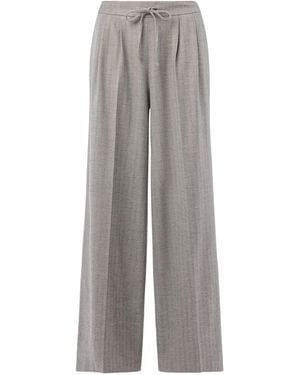 Whistles Herringbone Wide Leg Trouser - Grey