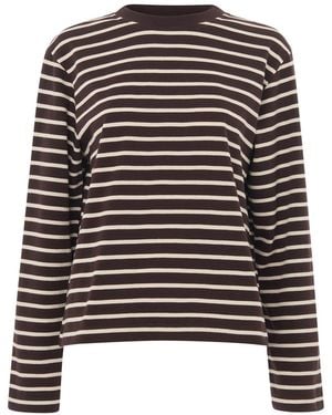 Whistles Stripe Jersey Top, Cotton - Black