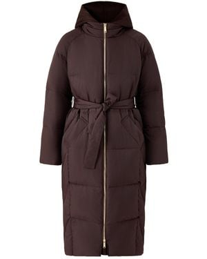 Marella Sport Yole Long Maxi Puffer With Belt And Hood - Brown