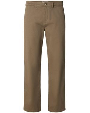SELECTED Straight Miles Twill Trousers - Natural