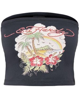Ed Hardy Paradise Tattoo Bandeau Top - Black