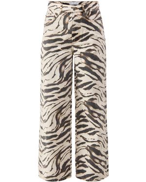 Ganni Print Denim Lari Jeans - White