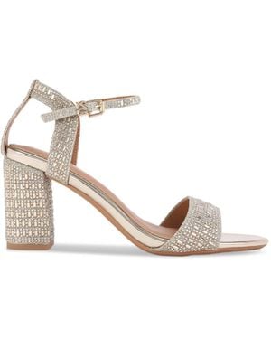 KG by Kurt Geiger Fleur Bling Block Heels - White