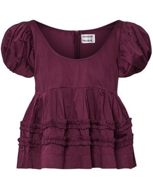 Damson Madder Joy Ruffle Detail Blouse Burgundy - Purple