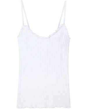 Desmond & Dempsey Pointelle Soft V Tank Top - White