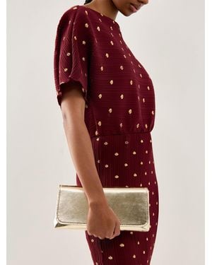 Anna Cecere Metallic Foldover Clutch Bag - Red