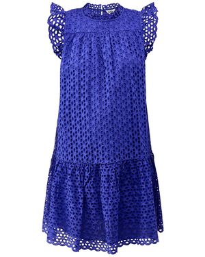 roandzo Broderie Mini Dress - Blue