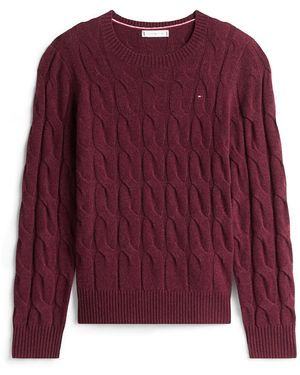 Tommy Hilfiger Cable Knit Soft Jumper - Purple
