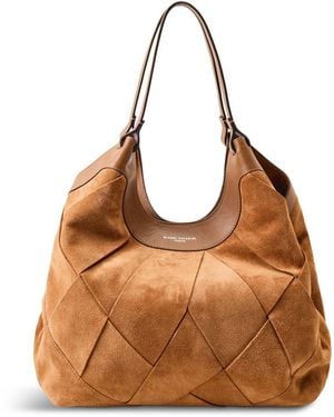 Gianni Chiarini Dua Suede Large Shoulder Tote Bag Tan - Brown