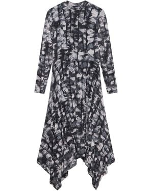 Mint Velvet Abstract Print Mesh Midi Dress - Black