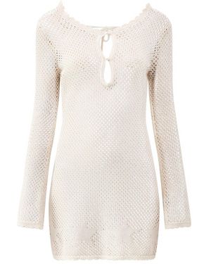 Pieces Kamari Long Sleeve Tunic Dress Cream - White
