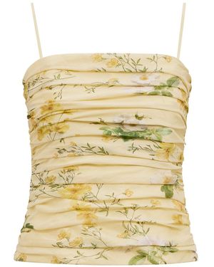 Forever New Palmer Strapless Gathered Top Printed - Metallic