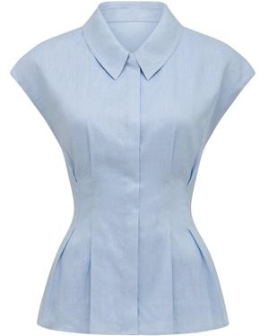Forever New Carina Pleated Shirt - Blue