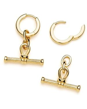Missoma Ridge T Bar Drop Hoop Earrings - Metallic