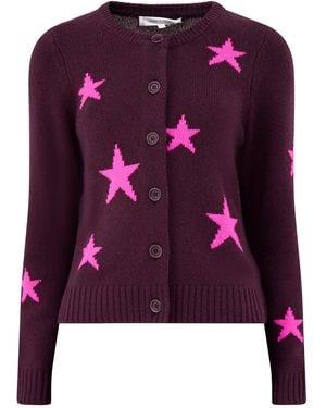 Chinti & Parker Star Round Neck Cardigan - Purple