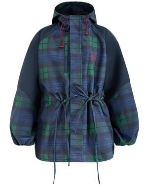 Damson Madder Liu Check Raincoat - Blue
