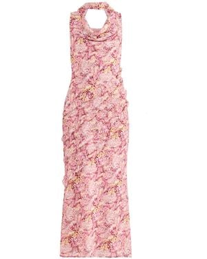 Pretty Lavish Constance Scarf Maxi Dress Abstract Print - Pink
