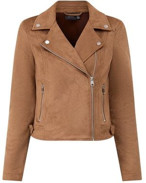 Vero Moda Jose Short Faux Suede Jacket - Brown
