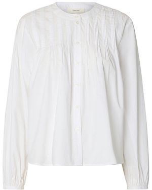 SELECTED Delia Pintuck Long Sleeve Shirt - White