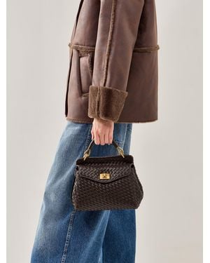 JW PEI Lucia Classic Top Handle Woven Bag Cream - Blue