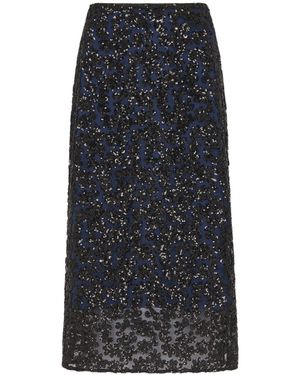 Whistles Floral Sequin Midi Skirt - Blue