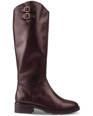 Sole Gabby Knee High Boots, Leather - Red