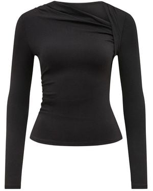 Forever New Roma Asymmetrical Neck Top - Black