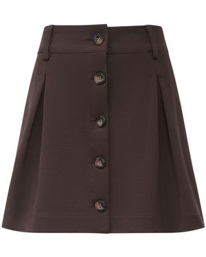 James Lakeland Women's Pin Tuck Button Skirt - Brown