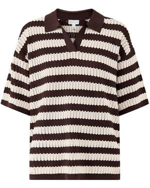 Pretty Lavish Venezia Stripe Polo Top - Natural