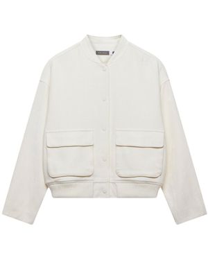 Mint Velvet Women's Cream Textured Bomber Jacket - White