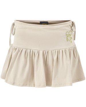 Ed Hardy Broken Hearts Ruffle Mini Skort - Natural