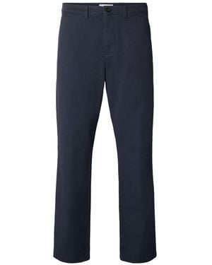 SELECTED Straight Miles Twill Trousers - Blue