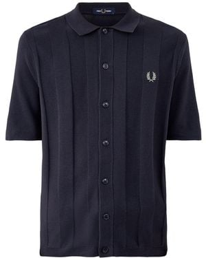 Fred Perry Tonal Vertical Stripe Shirt - Blue
