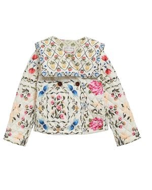 Barbour X Farm Rio Azelia Quilted Jacket Cream - White