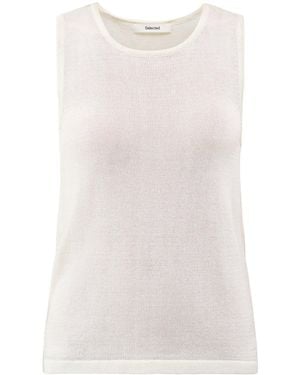 SELECTED Moni Sleeveless Knit Top - White