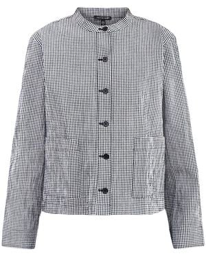 Eileen Fisher Mandarin Collar Shirt Jacket Print - Grey