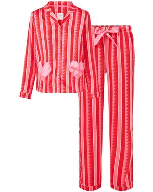 Chelsea Peers Peers Tonal Wiggle Long Pyjama Set - Red