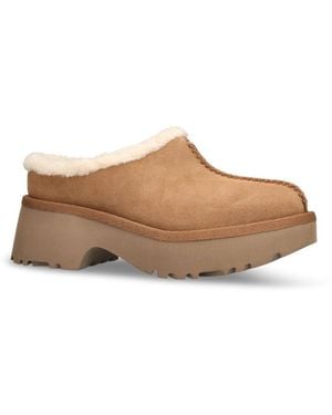 UGG New Heights Cosy Clog Suede Slip Ons - White
