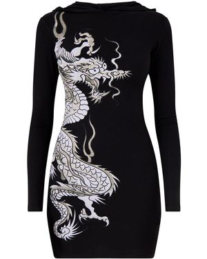 Ed Hardy Dragon Hoodie Dress - Black